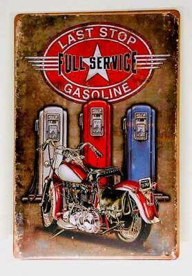 Nostalgie Retro Blech Schild LAST STOP GASOLINE, Full Service 30x20cm 50090