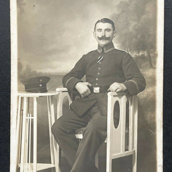 Porträt Soldat Uniform Schirmmütze Ritscher Berlin Bart Militär Krieg 410092 TH