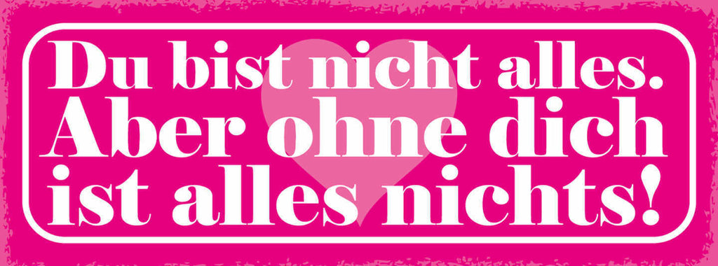 Schild Du Bist Nicht Alles Aber Ohne Dich Ist Alles Nichts 27x10 Blech od.Holz