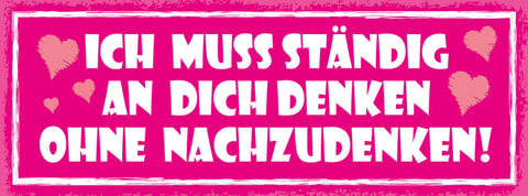 Schild Ich Muss Ständig An Dich Denken Ohne Nachzudenken 27x10 Blech od.Holz