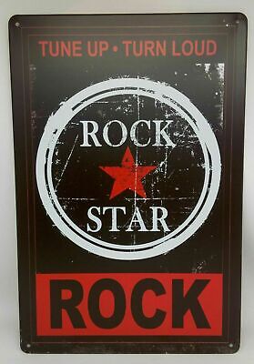 Nostalgie Blechschild Rockstar "tune up turn loud" 30x20 50107