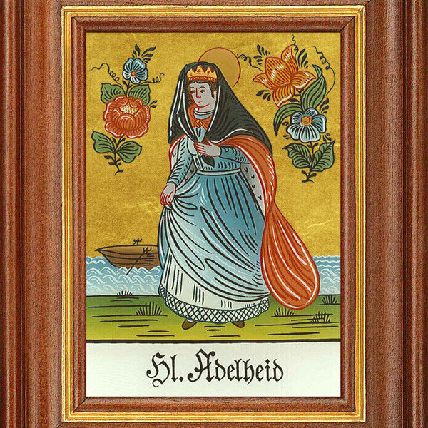 Hinterglasbild - Heilige Adelheid - Patronatsbild Taufe Namenspatron 12,7x16 TH