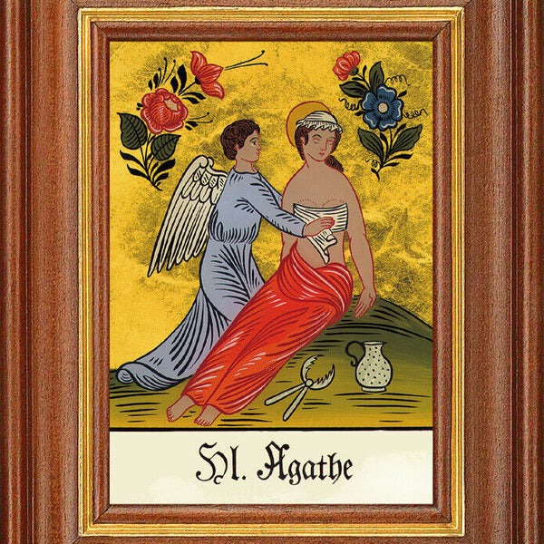 Hinterglasbild - Heilige Agathe - Patronatsbild Taufe Namenspatron 12,7x16 TH