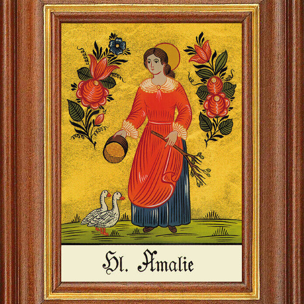 Hinterglasbild - Heilige Amalie - Patronatsbild Taufe Namenspatron 12,7x16 TH