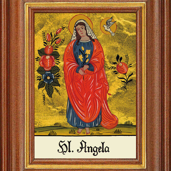 Hinterglasbild - Heilige Angela - Patronatsbild Taufe Namenspatron 12,7x16 TH