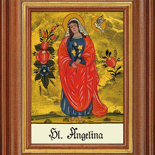 Hinterglasbild - Heilige Angelina - Patronatsbild Taufe Namenspatron 12,7x16 TH