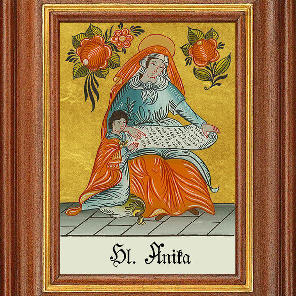 Hinterglasbild - Heilige Anika - Patronatsbild Taufe Namenspatron 12,7x16 TH