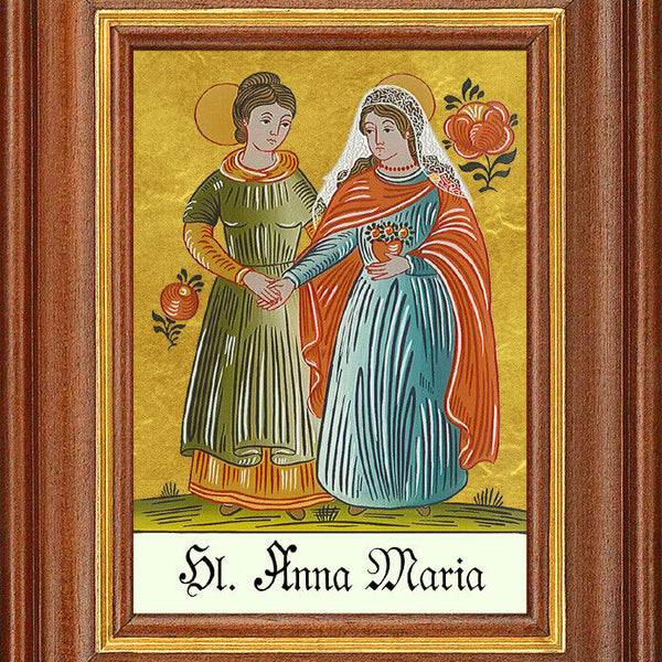 Hinterglasbild - Heilige Anna Maria - Patronatsbild Taufe Namenspatron12,7x16 TH