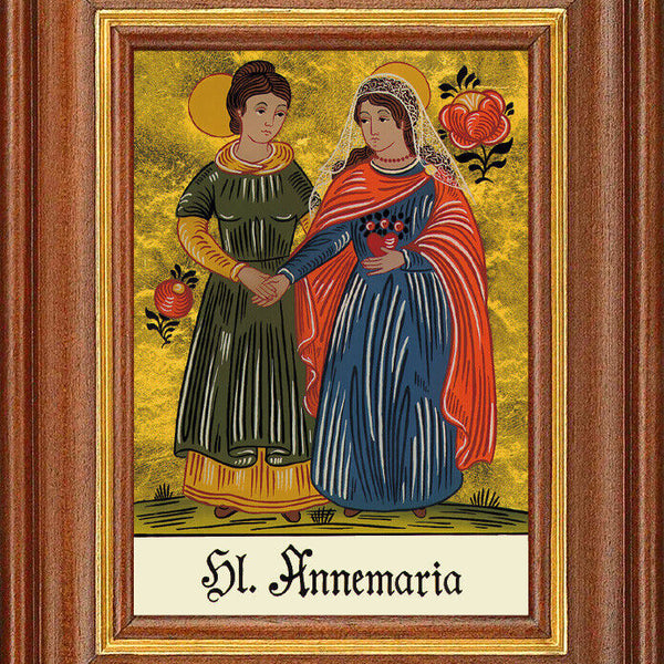 Hinterglasbild - Heilige Annemaria - Patronatsbild Taufe Namenspatron 12,7x16 TH