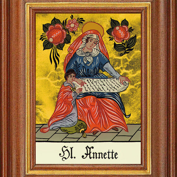 Hinterglasbild - Heilige Annette - Patronatsbild Taufe Namenspatron 12,7x16 TH