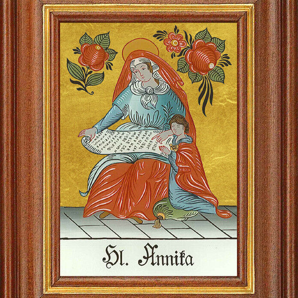 Hinterglasbild - Heilige Annika - Patronatsbild Taufe Namenspatron 12,7x16 TH