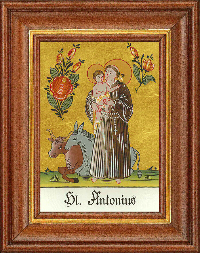 Hinterglasbild - Heiliger Antonius - Patronatsbild Taufe Namenspatron 12,7x16 TH