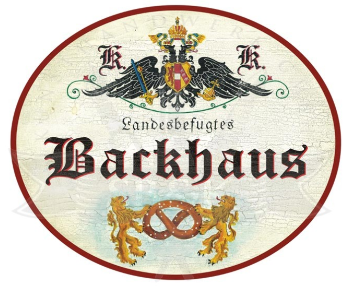 KuK Nostalgie Holzschild Landesbefugtes Backhaus