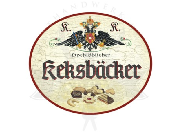 KuK Nostalgie Holzschild Hochlöblicher Keksbäcker
