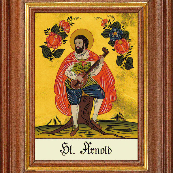 Hinterglasbild - Heiliger Arnold - Patronatsbild Taufe Namenspatron 12,7x16 TH