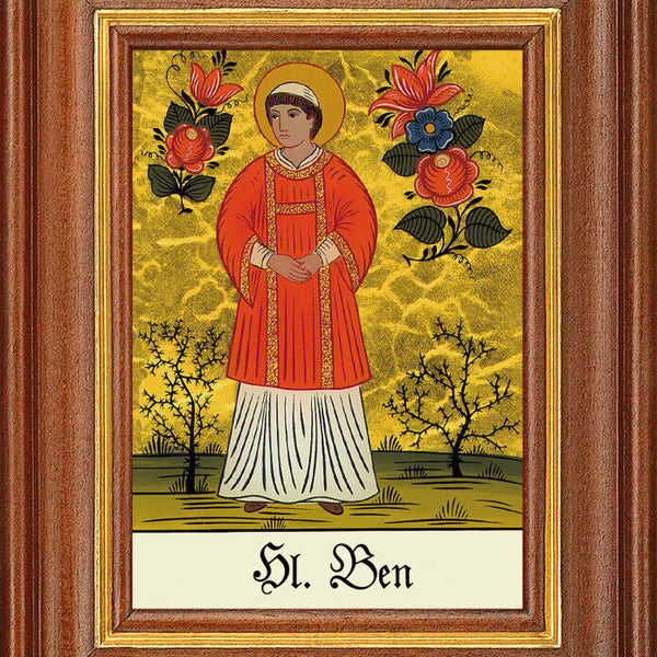 Hinterglasbild - Heiliger Ben - Patronatsbild Taufe Namenspatron 12,7x16 TH