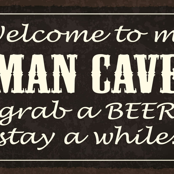 Schild Man Cave Mann Zufluchtsort Bier Raum 12x18 / 20x30 / 30x40 Blech od. Holz
