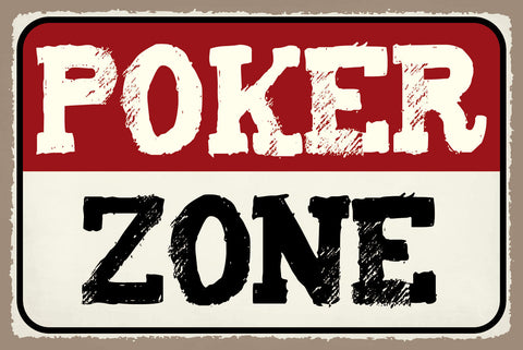 Schild Poker Zone Karten Spiel Zocken Raum 12x18 / 20x30 / 30x40 Blech od. Holz