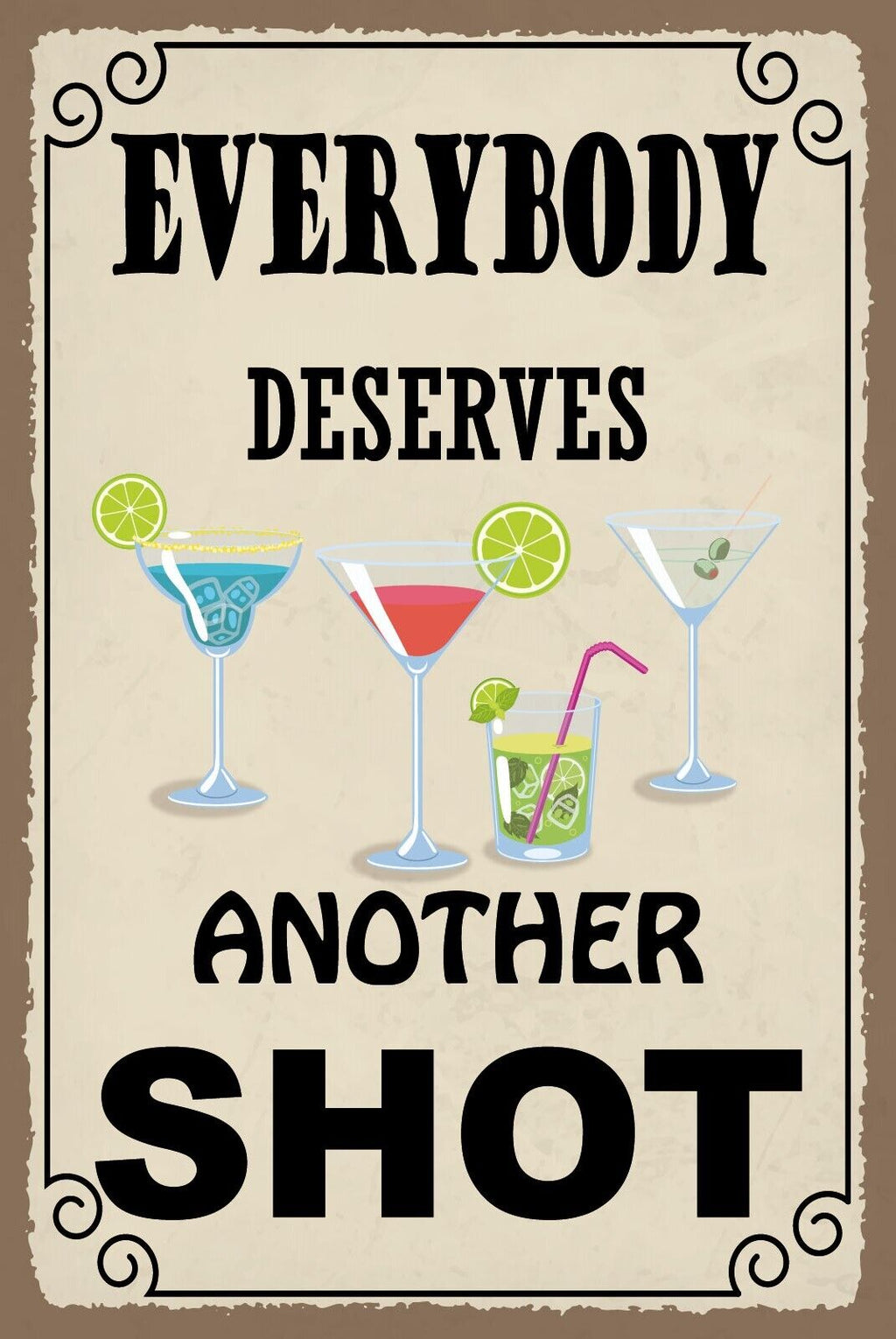 Schild Another Shot Cocktail Alkohol Bar 12x18 / 20x30 / 30x40 Blech od. Holz