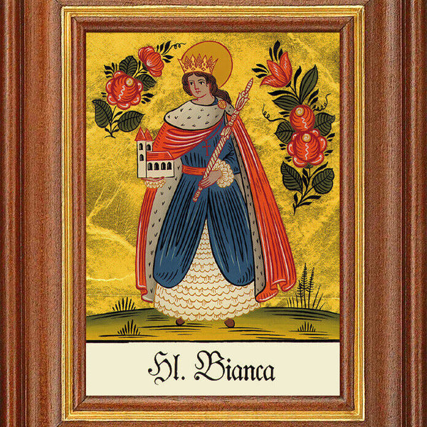 Hinterglasbild - Heilige Bianca - Patronatsbild Taufe Namenspatron 12,7x16