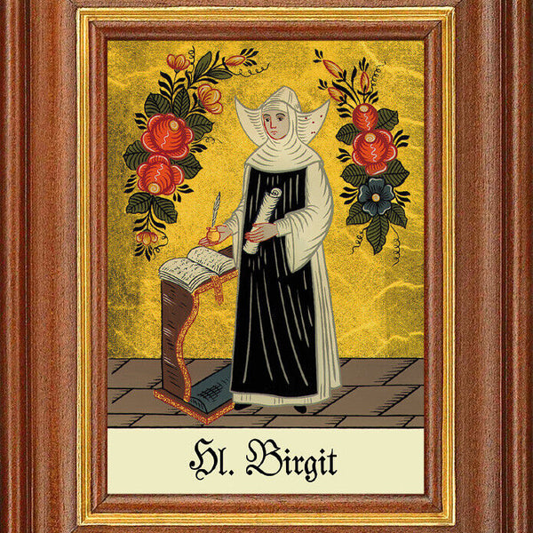Hinterglasbild - Heilige Birgit - Patronatsbild Taufe Namenspatron 12,7x16