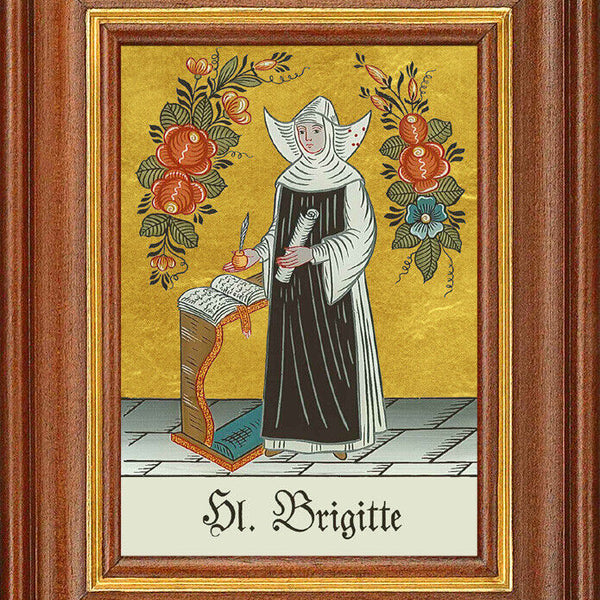 Hinterglasbild - Heilige Brigitte - Patronatsbild Taufe Namenspatron 12,7x16