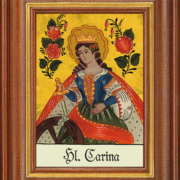 Hinterglasbild - Heilige Carina - Patronatsbild Taufe Namenspatron 12,7x16