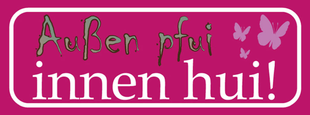 Schild Außen Pfui Innen Hui Aussehen Innere Werte Schönheit 27x10 Blech od. Holz