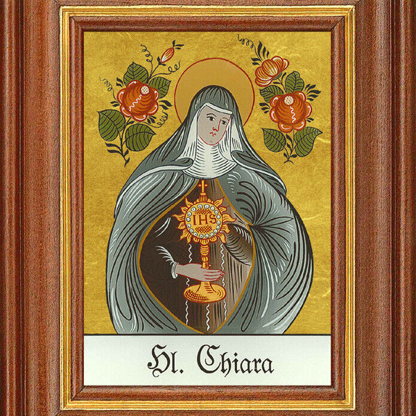 Hinterglasbild - Heilige Chiara - Patronatsbild Taufe Namenspatron 12,7x16