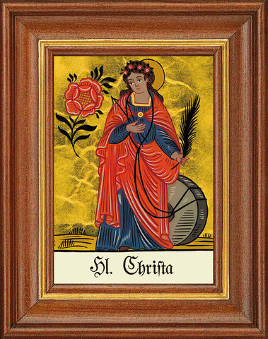 Hinterglasbild - Heilige Christa - Patronatsbild Taufe Namenspatron 12,7x16