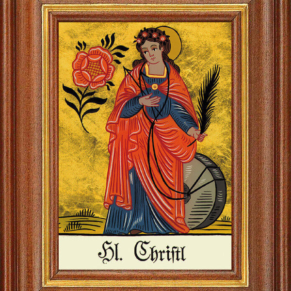 Hinterglasbild - Heilige Christl - Patronatsbild Taufe Namenspatron 12,7x16