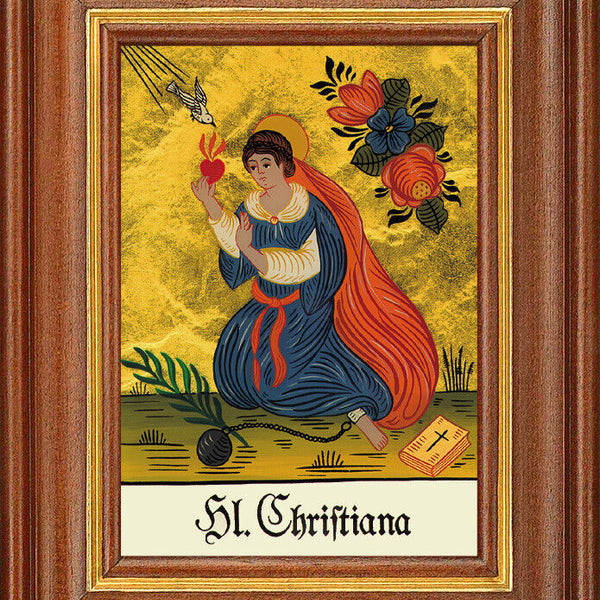 Hinterglasbild - Heilige Christiana - Patronatsbild Taufe Namenspatron 12,7x16