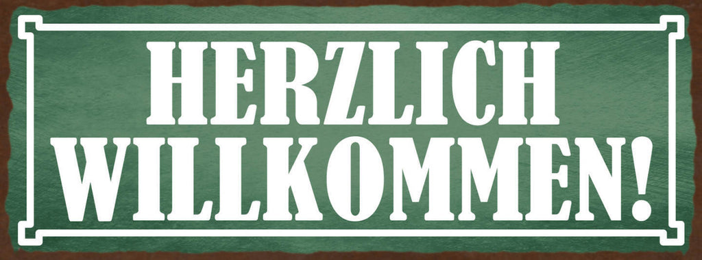 Schild Herzlich Willkommen Gäste Geschäft Laden Lokal Herein 27x10 Blech od.Holz