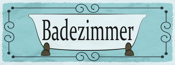 Schild Badezimmer Bad Dusche Badewanne Wohnung Haus Raum 27x10 Blech od.Holz