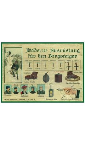 KuK Nostalgie Holzschild "Moderne Ausrüstung für den Bergsteiger"