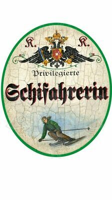 KuK Nostalgie Holzschild "SchifahrerIn"