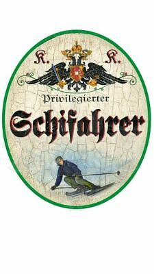 KuK Nostalgie Holzschild "Schifahrer"