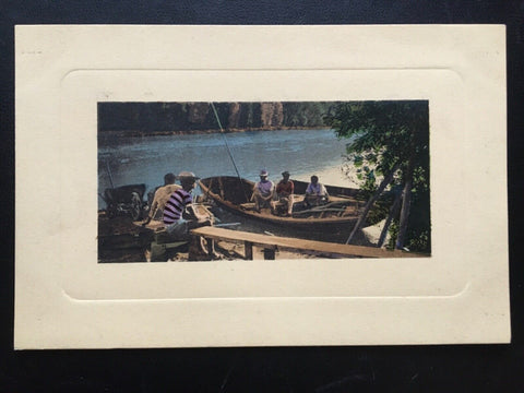Fischer in Ruderboot - Fluss - Künstlerkarte 180126 TH