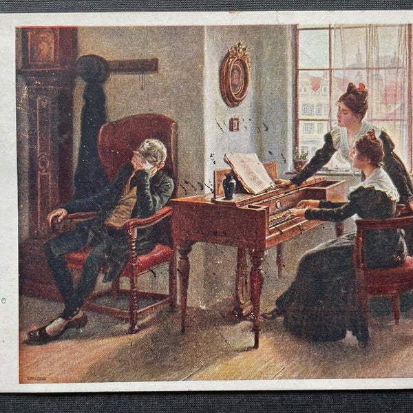 Malerei Verklungene Lieder C.Zewy Frauen Klavier Mann Sessel Kleid 402708 TH C