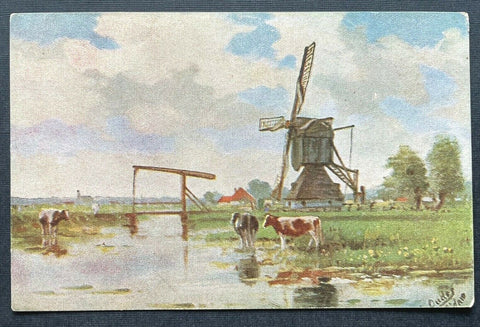 Malerei Windmühle Feld Kühe Bauernhof Haus Landschaft Natur 402695 TH C