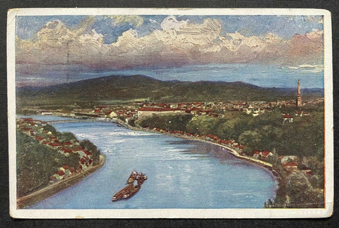 Linz a.d. Donau Stadt Fluss Brücke Malerei Oberösterreich 402640 TH C