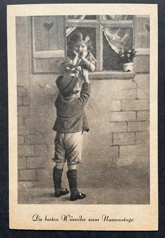 Die beste Wünsche zum Namenstage Kinder Junge Mädchen Fenster Tracht 402635 TH C