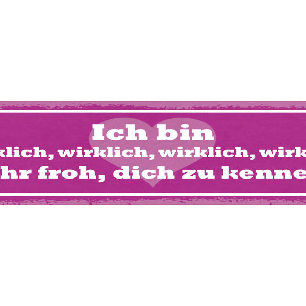 Schild Ich Bin Wirklich Wirklich Sehr Froh Dich Zu Kennen 46 x 10 Blech od. Holz
