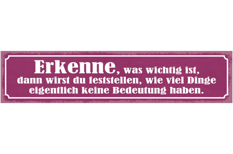 Schild Erkenne Was Wichtig Ist Du Wirst Feststellen Viele Dinge Keine Bedeutung