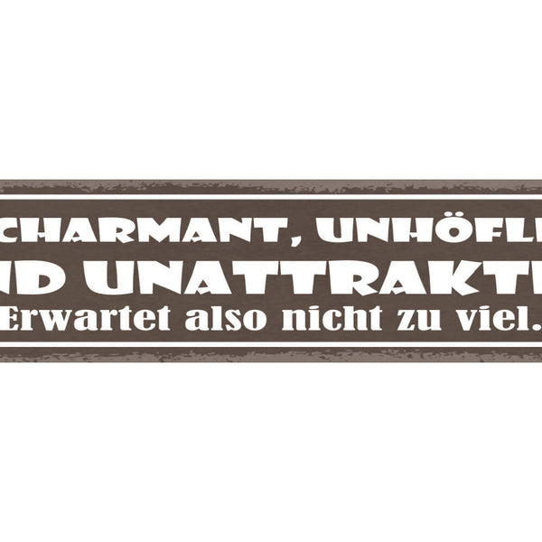 Schild Uncharmant Unhöflich Und Unattraktiv Erwartet Also Nicht Zu Viel 46 x 10