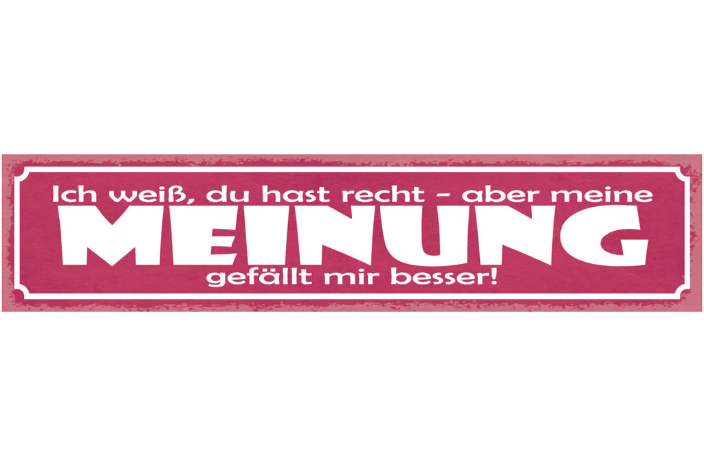 Schild Ich Weiß Du Hast Recht Aber Meine Meinung Gefällt Mir Besser 46 x 10