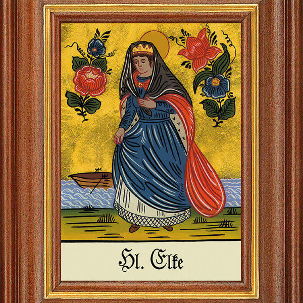 Hinterglasbild - Heilige Elke - Patronatsbild Taufe Namenspatron 12,7x16