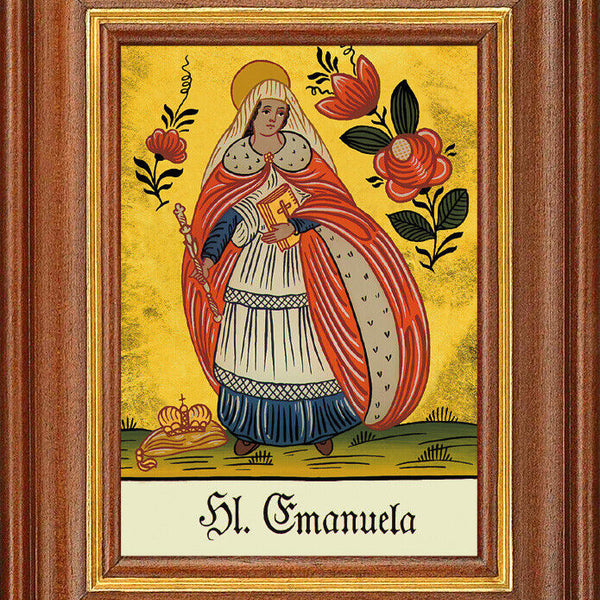 Hinterglasbild - Heilige Emanuela - Patronatsbild Taufe Namenspatron 12,7x16