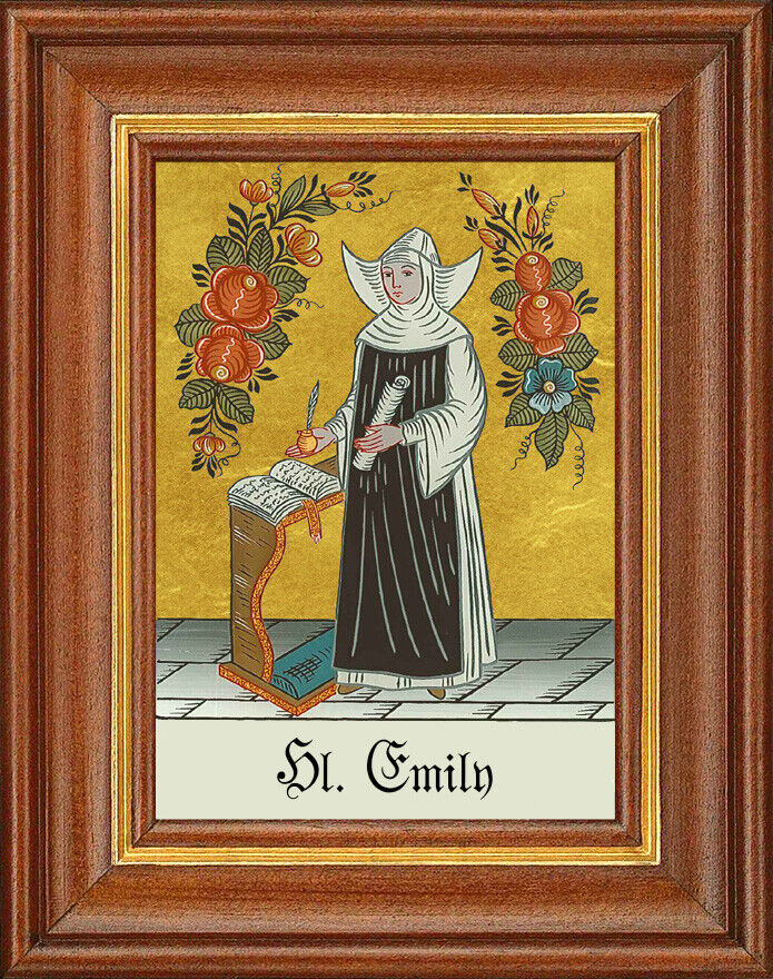 Hinterglasbild - Heilige Emily - Patronatsbild Taufe Namenspatron 12,7x16