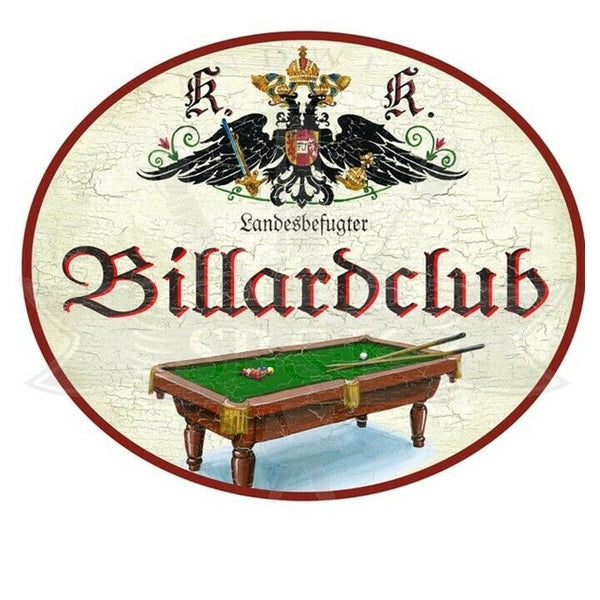 KuK Nostalgie Holzschild "Billardclub"